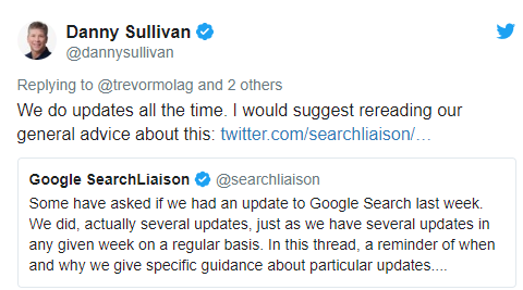 תגובת גוגל לעדכון לא מוכרז בפברואר 2020